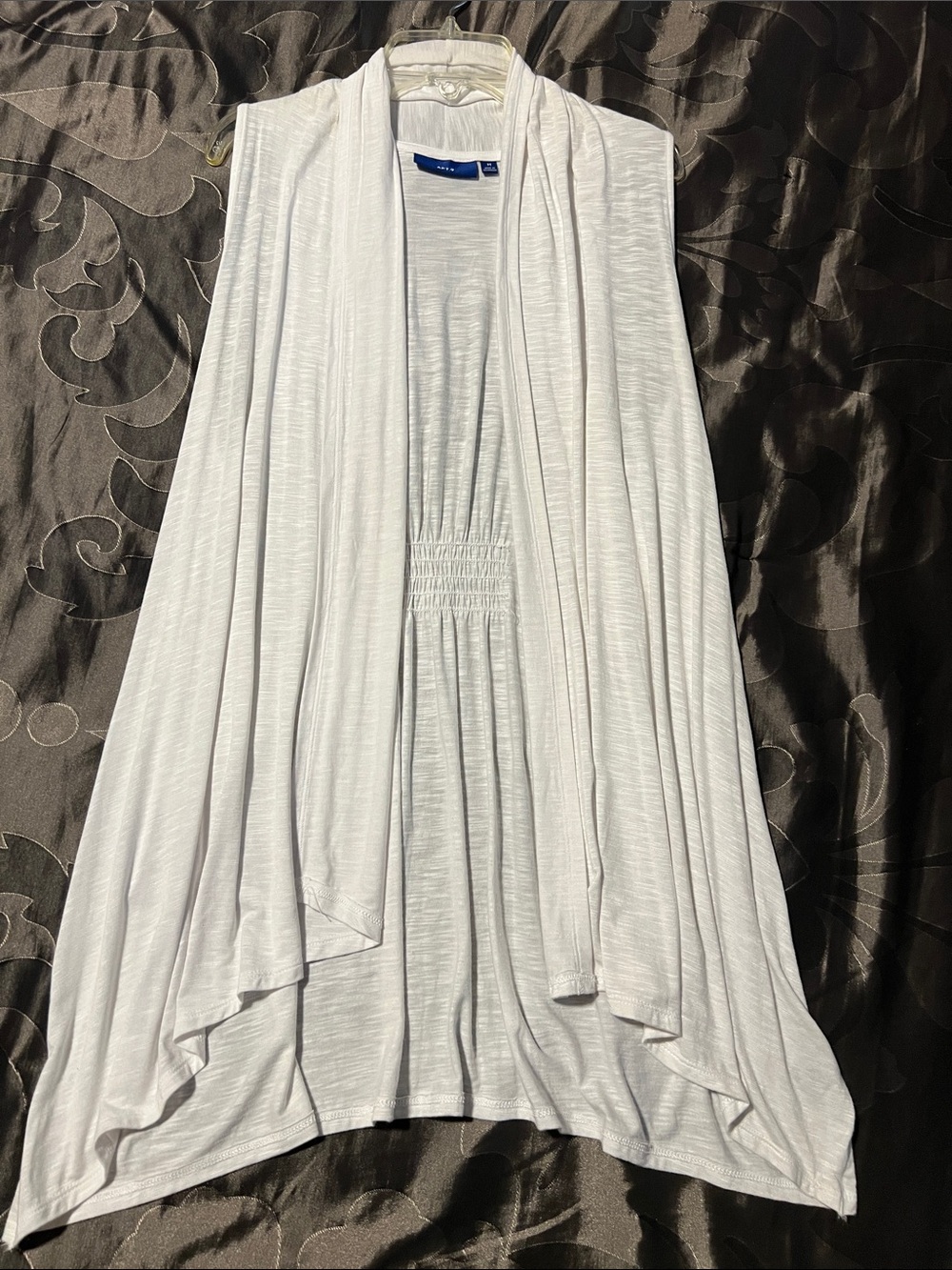 Apt. 9 Sleeveless Lightweight White Draped Open Front Flowy Casual Cardigan Med.